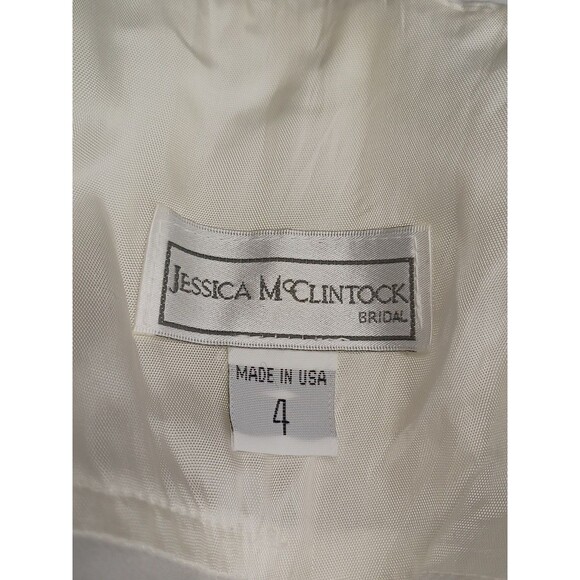 Vtg Jessica McClintock Bridal Ivory Halter Maxi Dress Sz 4 Wedding Prom Sequined - Picture 8 of 9